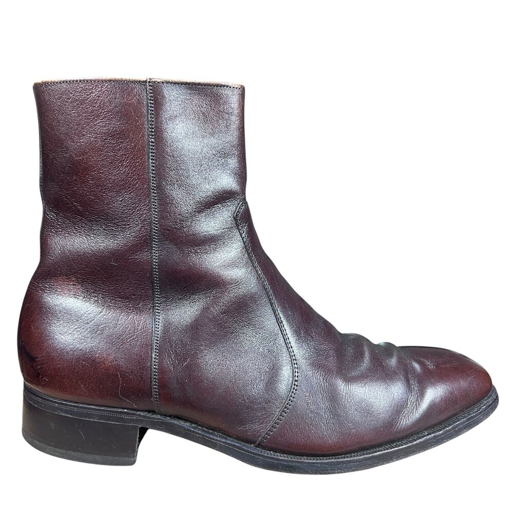 Vintage Florsheim Imperial Mens Brown Leather Zip Boots Size 11 D